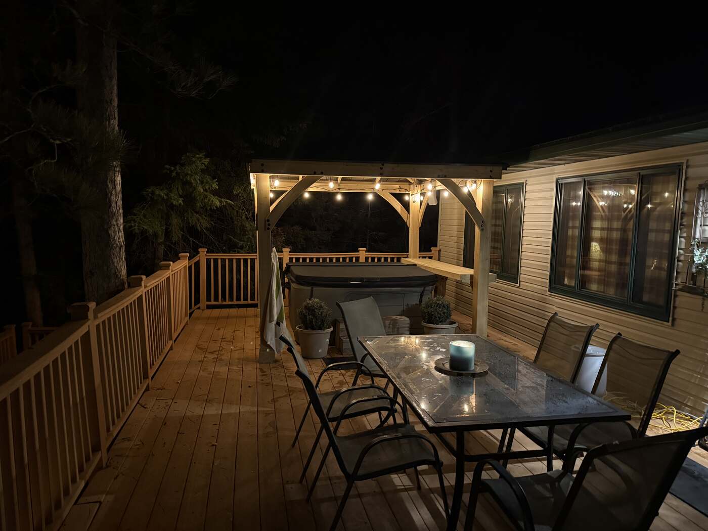 Evening dining table on the deck